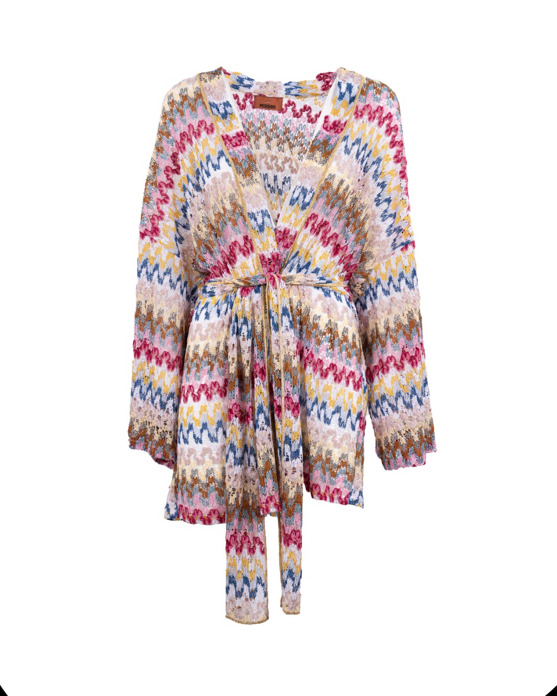 shop MISSONI  Cardigan: Missoni kimono copricostume in pizzo di viscosa lamé con cintura.
Pizzo di viscosa lamé.
Lavorazione crochet.
Composizione: 95%Viscosa, 5%Fibra Metallizzata.
Made in Italy.. MS25SQ15 BR0000-S01FQ number 3842700